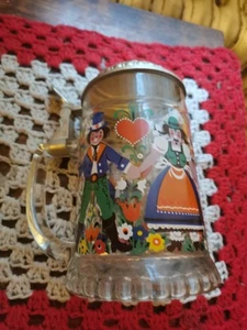 bierkrug mit zinndeckel glas - Bild 1 von 1