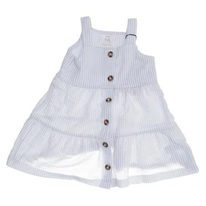 Baby C&A, Kleid, Größe: 74, Weiß/Blau, Baumwolle/Polyester, Streifen #N7A - Bild 1 von 5