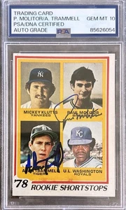 Paul Molitor & Alan Trammell Signed 1978 Topps Rookie Card GM MT 10 Auto PSA/DNA - Picture 1 of 2