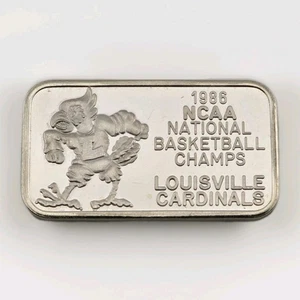 1986 NCAA Basketball Louisville Cardinals 1oz Silver Proof Bar Mintage 10 Rare - Picture 1 of 3