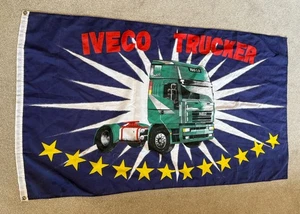 Vintage Iveco Trucker Cab Bold Graphics Blue Haulage Flag - Picture 1 of 3