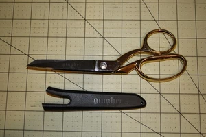 Gingher Gold-Handled Knife-Edge Left-Handed Dressmaker Shears 8" Scissors Sheath - Picture 1 of 2