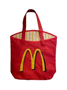 RARE McDonald's French Fry Red Canvas Tote Bag Striped Vinyl Lining Vintage HTF - Picture 1 of 4