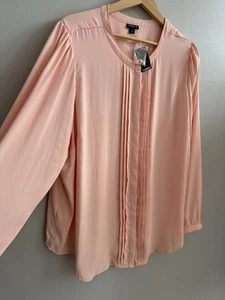 NUEVA Blusa Torrid Georgette Pintuck Manga Larga Rosa Para Mujer’s Talla Grande 3X - Imagen 1 de 11