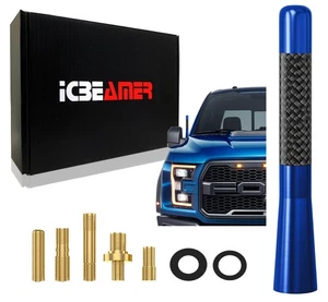 JDM 5" Inch Real Carbon Fiber Blue Antenna Billet Aluminum For Car & Truck D644 - Picture 1 of 8