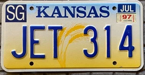 Targa auto ORIGINALE americana KANSAS "spighe grano" 1994-2001 Stati Uniti USA - Picture 1 of 5