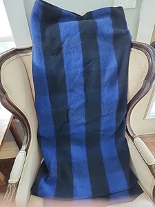 Arcturus Wool Blanket Blue Buffalo Check Washable 64X88 Camping Cabin Decor - Picture 1 of 7