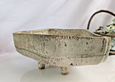 Jarrón Ikebana japonés de loza de colección cerámica con patas MCM arreglo floral Foto 1 de 4