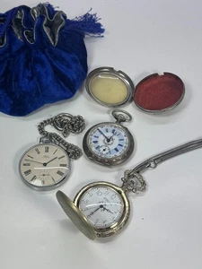SAMMLUNG 3 Stk TASCHENUHR SPRUNGDECKELUHR Uhrenkette Osco Jordan Handaufzug - Picture 1 of 7