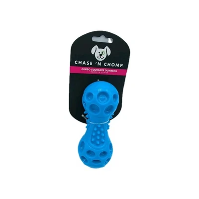 Chase 'n Chomp Jumbo Blue Squeaker Dumbbell Size 7" Dog Chew Toy  - Image 1 of 4
