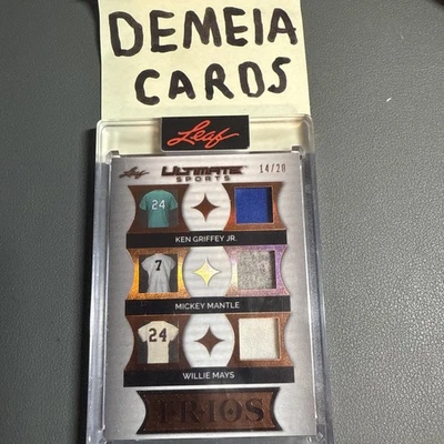 Parche Leaf Ultimate KEN GRIFFEY JR, MICKEY MANTLE, MAYS Trios 2024 usado en juegos/20 Foto 1 de 2