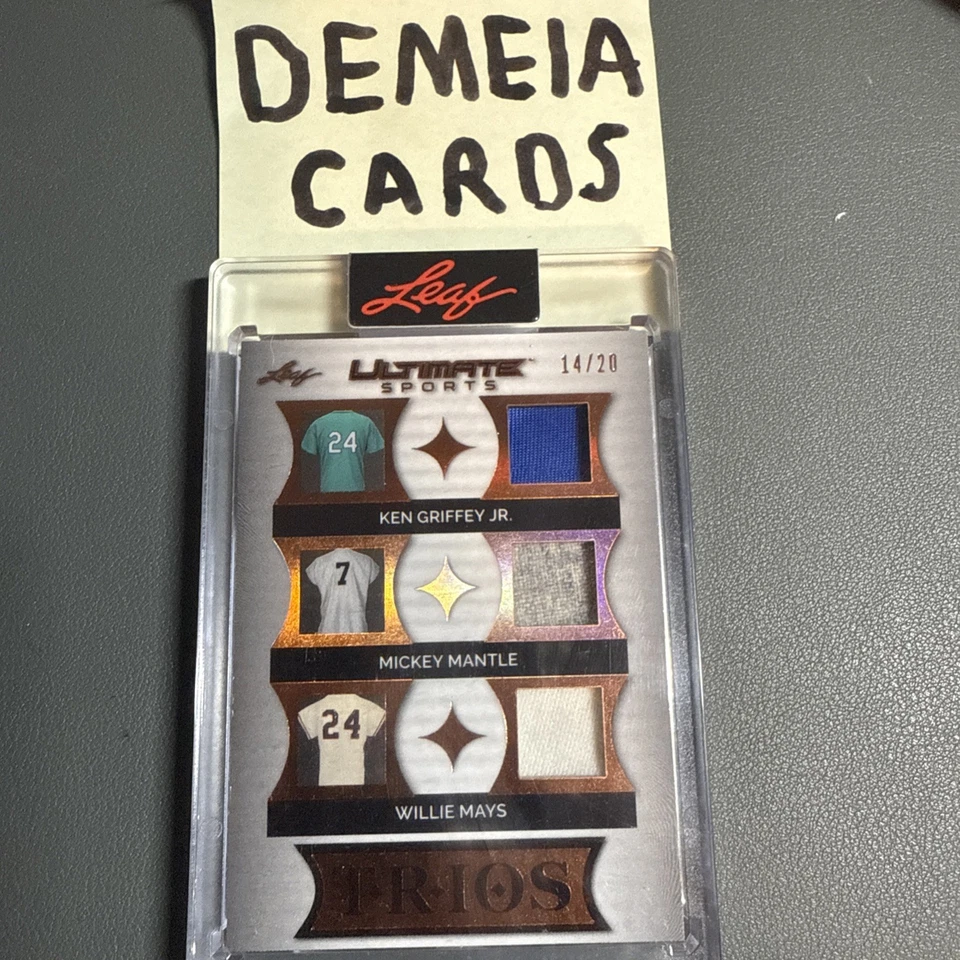 Parche Leaf Ultimate KEN GRIFFEY JR, MICKEY MANTLE, MAYS Trios 2024 usado en juegos/20 Foto 1 de 2