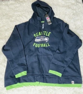 Seattle Seahawks Majestic NFL Unisex  Full-Zip Performance Hoodie 2XL Navy - Picture 1 of 8
