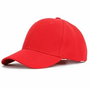 2pc Solid Plain Baseball Cap Trucker Blank Hat Men Women Adjustable Size Red - Picture 1 of 4