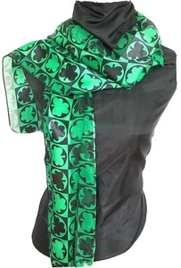 Bufanda de colección para mujer verde y negra trébol rayas transparentes 60""x13"" rectangular Corea - Imagen 1 de 12