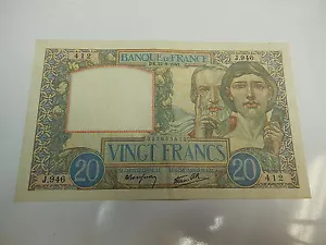 BILLETE / BANKNOTE DE FRANCIA BILLET DE 20 FRANCS SCIENCE ET TRAVAIL DU 22.08.19 - Imagen 1 de 2
