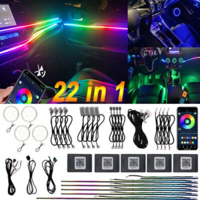 Kit de luces interiores LED RGB para automóvil guía acrílica fibra óptica luz ambiental sinfonía Foto 1 de 4