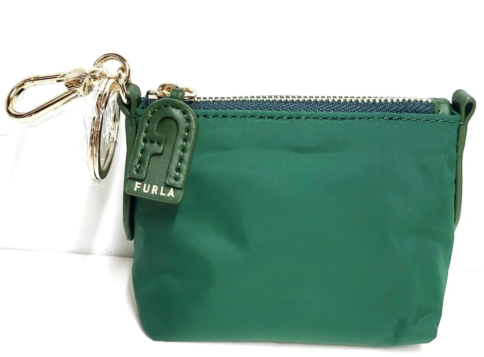 Furla молнии чехол подвеска Royal яшма зеленый Tessuto нейлона кольцо для ключей карабин новый с Ярлыками - Изображение 1 из 4
