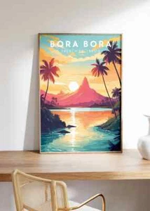 Bora Bora Print, Bora Bora Poster, Printable Tahiti Travel Art - Picture 1 of 4