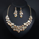 Women Zircon Crystal Necklace Earrings Bibs Choker Wedding Party Jewelry Set