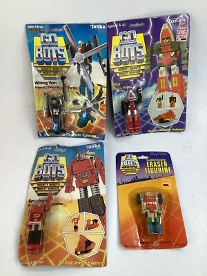 (4)’80s Vintage Bandai TONKA GOBOTS Scooter,Wrong Way,Fitor,+eraser Blister RARE - Image 1 of 4