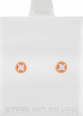 PENDIENTE DIAMANTE GENUINO PLATA ESTERLINA .925 (TONO ROSA) - Nuevo Con Etiqueta Foto 1 de 4