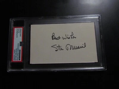 Stan Musial Signed Index Card PSA Encapsulated  - Image 1 of 3