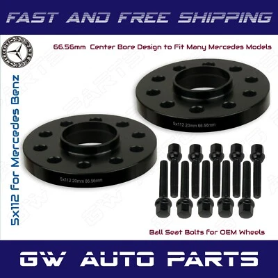 2 PCs 20mm Mercedes Benz 5x112 REAR Hub Centric Wheel Spacers W/lug Bolts Kit - Image 1 of 2