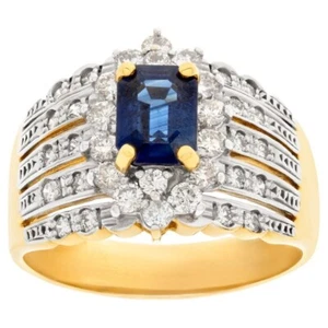 LeVian 18k Gelbgold 0,84ct VS1G Diamant Blauer Saphir Ring 10,1g Unikat 8,5 - Bild 1 von 7