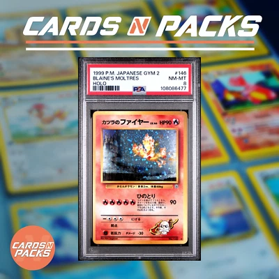 Carte Pokemon Blaine's Moltres 146 HOLO Gym Japanese Japonais PSA 8 🇯🇵 - Immagine 1 di 2