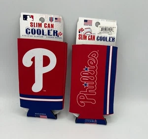 2PK PHILADELPHIA PHILLIES MLB 2 SIDED SLIM CAN COOLERS WINCRAFT FREE SHIP - Picture 1 of 1