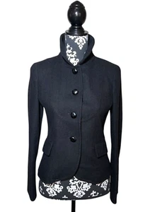 J. Crew Blazer Jacket Size 2 Herringbone Tailored Tweed Wool Black Career Office - Picture 1 of 14
