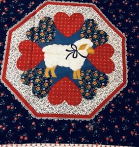 VTG Cranston CountryCore Lambs Sheep Calico Florals & Hearts Pillow Panel - Picture 1 of 9