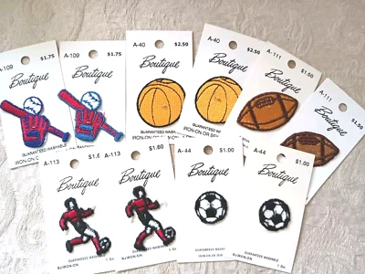 Lot of 10 Vtg Boutique Sports Patches Baseball Football Soccer Iron On Sew on - Image 1 of 4