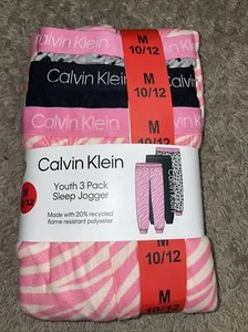 Girl's Calvin Klein 3 Pack Sleep Joggers Pants Pink Black Medium 10 - 12 - Picture 1 of 4
