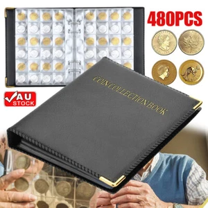 480 Coin Collection Album Storage Book Case Folder Holder Penny Money Collecting - Picture 1 of 15