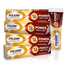 Power Max Power Hold & Seal Denture Adhesive Cream, Flavor Free-2.2 Oz Pack of 4