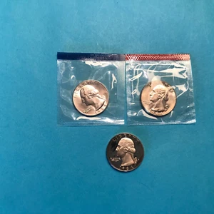 1984 P D S Washington Quarters Unc Mint Cello 2 Unc & 1 Proof FREE SHIP - Picture 1 of 2