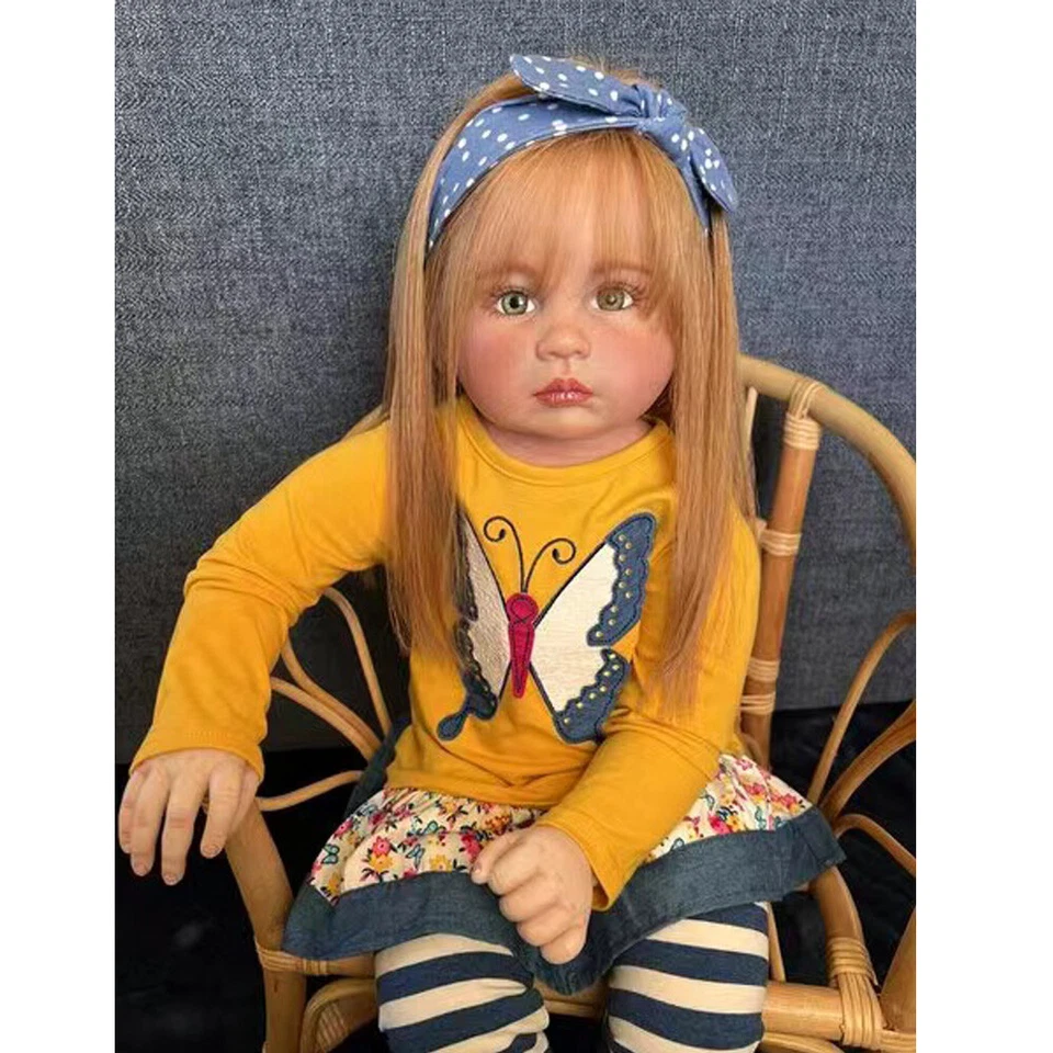 Handmade 28" Lifelike Reborn Baby Doll Toddler Doll Girl Cloth Body Rooted Hair