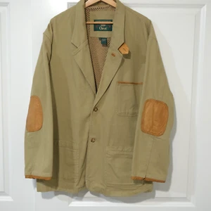 Orvis Jacket Blazer Tan Zambezi Leather Trim Hunting Fishing Men's XL - Picture 1 of 19