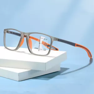 Mens+Women TR90 Progressive Multifocus Reading Glasses Sports Square Readers - Picture 1 of 21