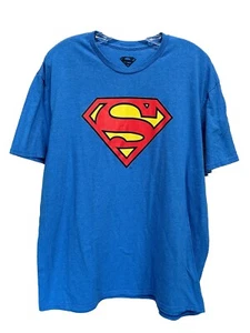 Superman Logo Blue/Red/Yellow Graphic Crew Neck T-Shirt Short Sleeve Size XL - Picture 1 of 6