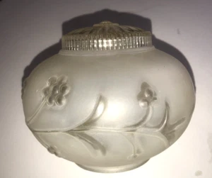 Vtg Frosted Glass Ceiling Light Cover Raised Floral Globe Lamp Shade 3"  Fit - Picture 1 of 6