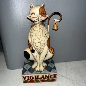 Jim Shore Heartwood Creek V4006927 "Vigilance" Cat W/ Bell Resin Figurine Enesco - Picture 1 of 3