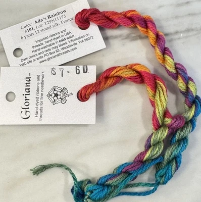 Gloriana 12 Strand Silk Floss For Needlework-2 Skeins/6 Yd Each-ADA’S RAINBOW - Image 1 of 2