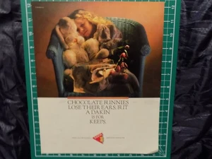 1989 PRINT AD DAKIN STOFFTIER HASE KLEINES MÄDCHEN SCHLAFEND - Bild 1 von 1