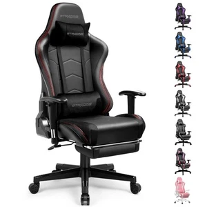 Gaming Chair with Footrest Speakers Video Game Chair Bluetooth Music Heavy Du... - Picture 1 of 9