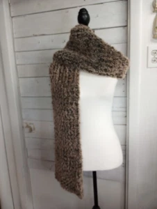 Braun grau Kunstfell flach liegend super weich sperrig Schal, Winter Herbst Business Freizeit - Bild 1 von 6