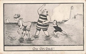 (3) 1910s Salacious Flirt Comic cards - Original - "Go on Dad!" - Picture 1 of 6