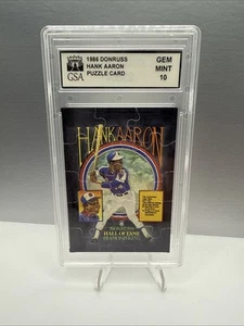 1986 Donruss Hank Aaron HOF Diamond King Mini Puzzle Card Atlanta Braves GSA 10 - Picture 1 of 2